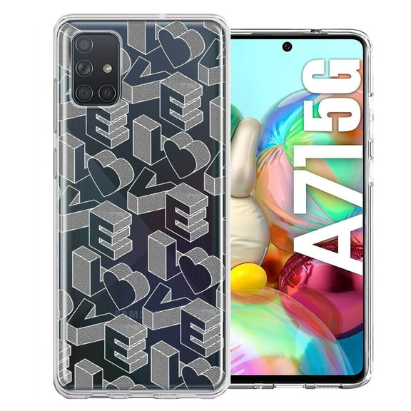 MUNDAZE for Samsung Galaxy A71 4G 3D Love Letters Hearts Valentine's Day Double Layer Phone Case Cover