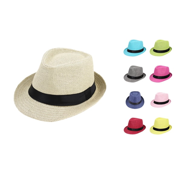 Vrotazzy Summer Casual Breathable Straw Short Brim Sun Hat Fedora Panama Unisex Lightweight Classic Soft Cool Mesh Crushable