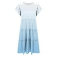 thumbnail image 4 of Tranfacy Robe d'Été pour Filles, Enfants, Manches Courtes, Extensible, Ligne A, Tournoyante, Patineuse, École, Récital, Col Rond, Robe pour Préados, 4 of 7