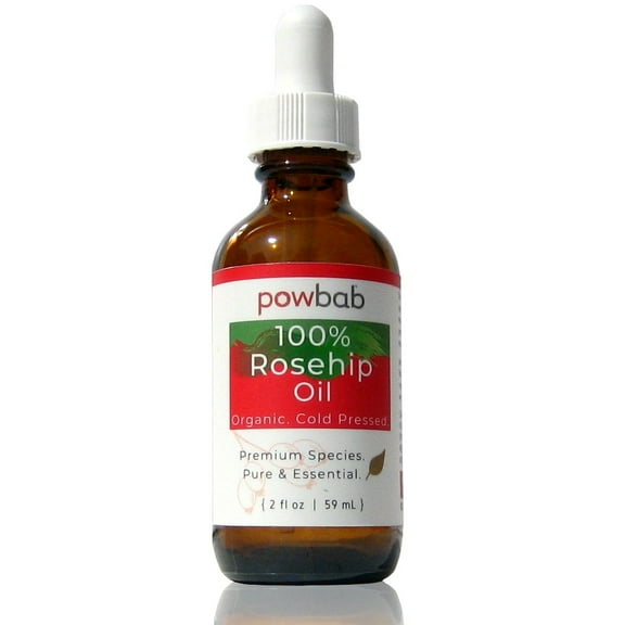 powbab 100% Rosehip Oil Pure, Wild, Organic Rosa Rubiginosa Rosehip Seed Oil for Face (2 oz)