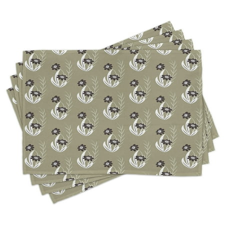 

Ambesonne Nature Place Mats Set of 4 Flowers Dotted Standard Size Khaki Dark Brown Cream