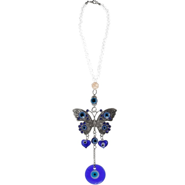 Mal De Ojo Azul Con Mariposa, Decoración Colgante, Colgante De Coche, Decoración De Mariposa, Bendición, Amuleto De Buena Suerte, Accesorios Colgantes Muyoka Hogar