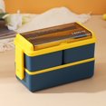 thumbnail image 3 of Visland 1400ML Double Plastic Lunch Box Three compartments Sealed Avoid Food Mixing Perfect Meal Match Microwave Lunch Box, 3 of 10