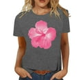 thumbnail image 1 of LUOGENLI T-shirts pour Femmes Mode Décontractée Imprimée Col Rond Manches Courtes Tunique Blouse T-shirts Graphiques Vintage Vêtements d'Été Gris Foncé S, 1 of 4