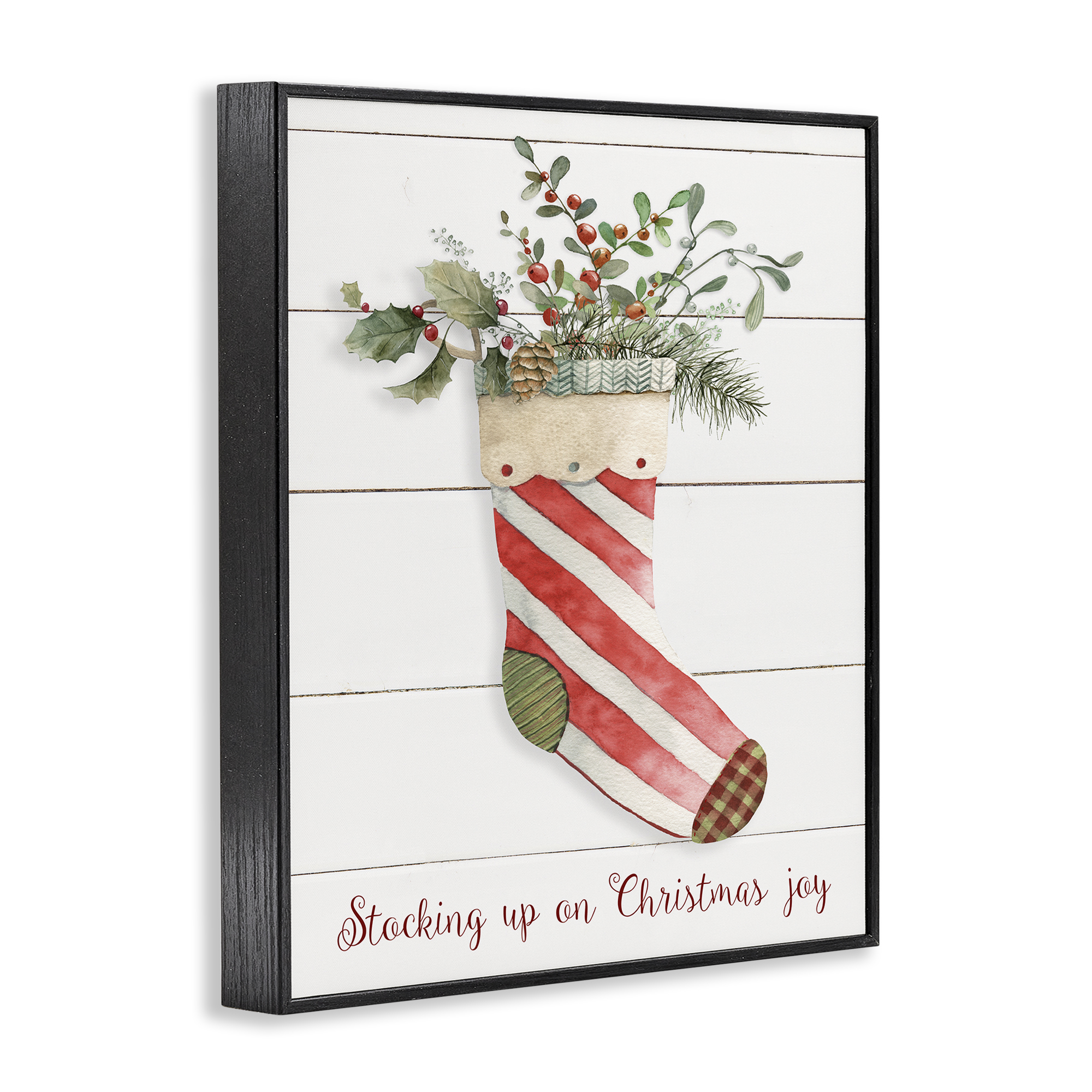 Stupell Industries Stocking Up On Christmas Holiday Painting Black Framed Art Prints Wall Art, 24 x 30