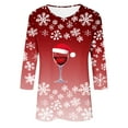 thumbnail image 5 of FDGIU Women's Christmas Graphic Tunic Tops - Soft Long Sleeve Crewneck Blouses with Xmas Tree Prints, Holiday Party Tees, 5 of 6