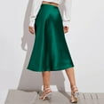 thumbnail image 3 of Women'S Skirts High Waist Midi Solid Color Satin Zipper Elegant Skirt, 3 of 6