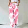 thumbnail image 2 of Arlun Cinch Bottom Sweatpants Womens Baggy Elastic High Waist Drawstring Joggers Trendy Floral/Gradient/Color-Blocked/Checkered Printed Casual Workout Trousers with Pockets Pink XXL, 2 of 3