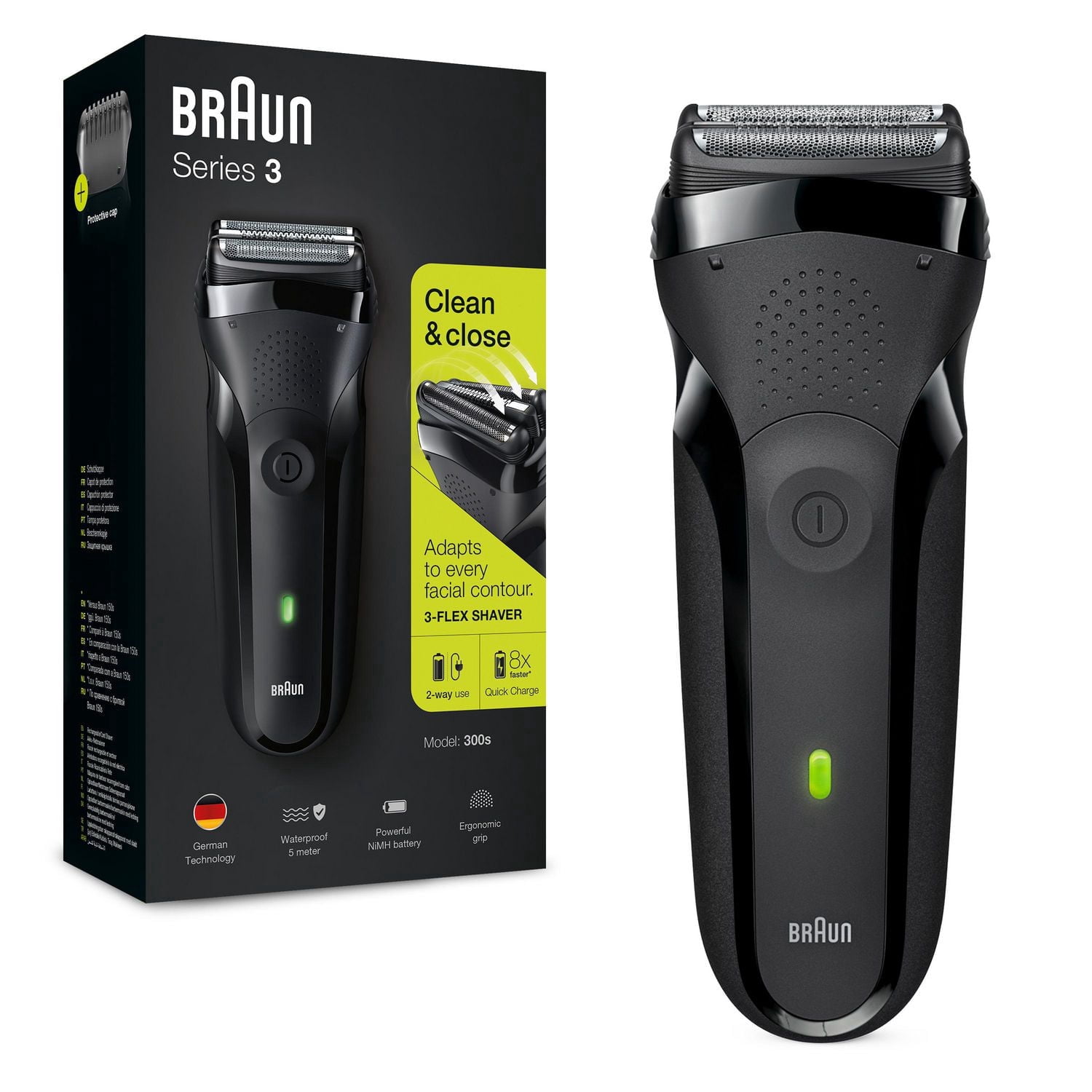 Braun Série 3 300s Rasoir Électrique Rechargeable, Noir