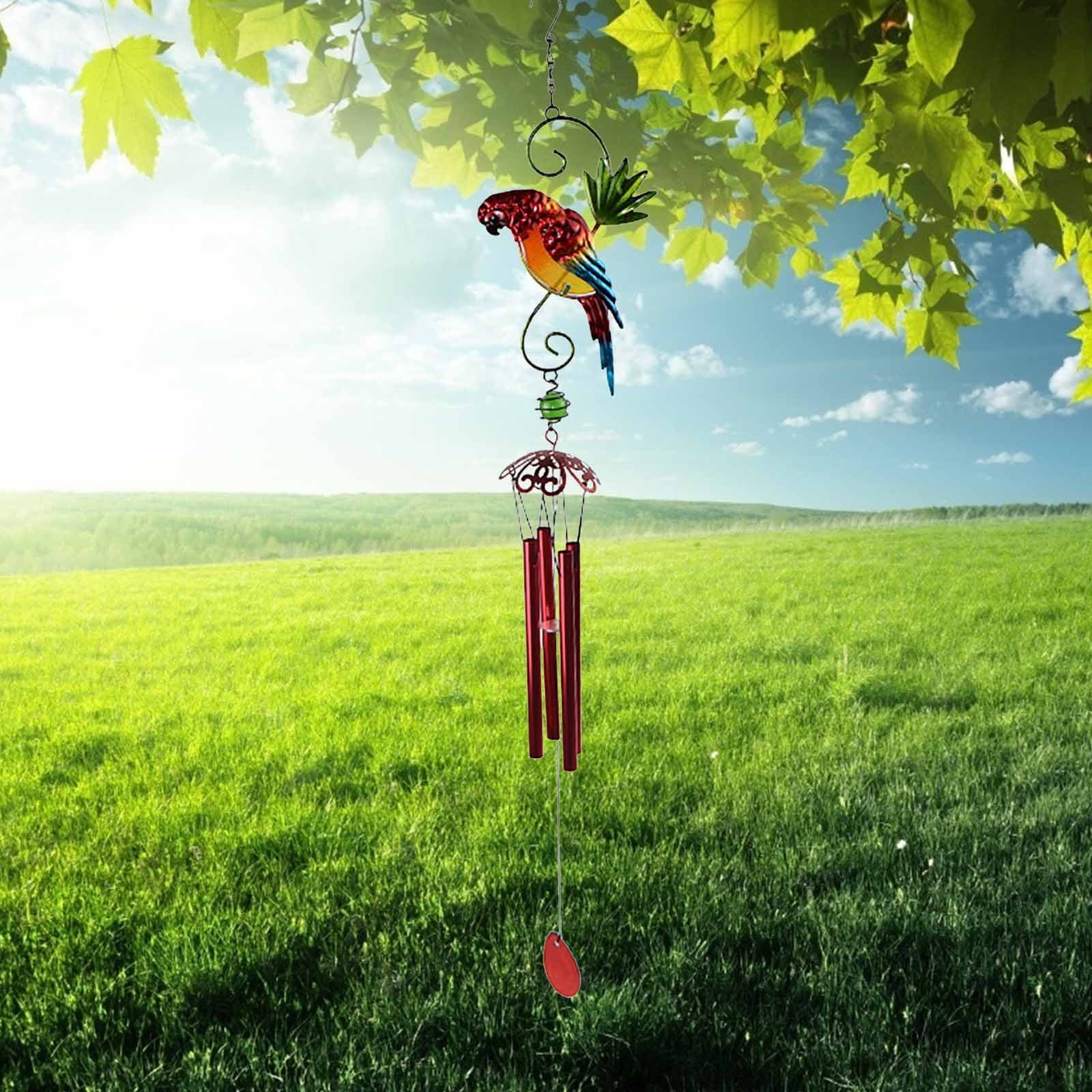 Iron Parrot New Stock Red Simulated Three-dimensional Parrot Wind Chime Ornament