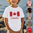 thumbnail image 2 of T-Shirt Garçon Canada Drapeau Canadien Feuille d'Érable Imprimée Col Rond Manches Courtes Tee Enfants Fête Nationale T-Shirts Graphiques Mode Filles Fierté du Canada Haut Graphique Décontracté, 2 of 6