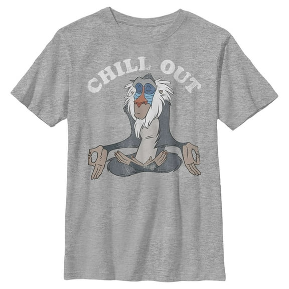 Boy's Lion King Rafiki Chill Out Graphic Tee Athletic Heather Large