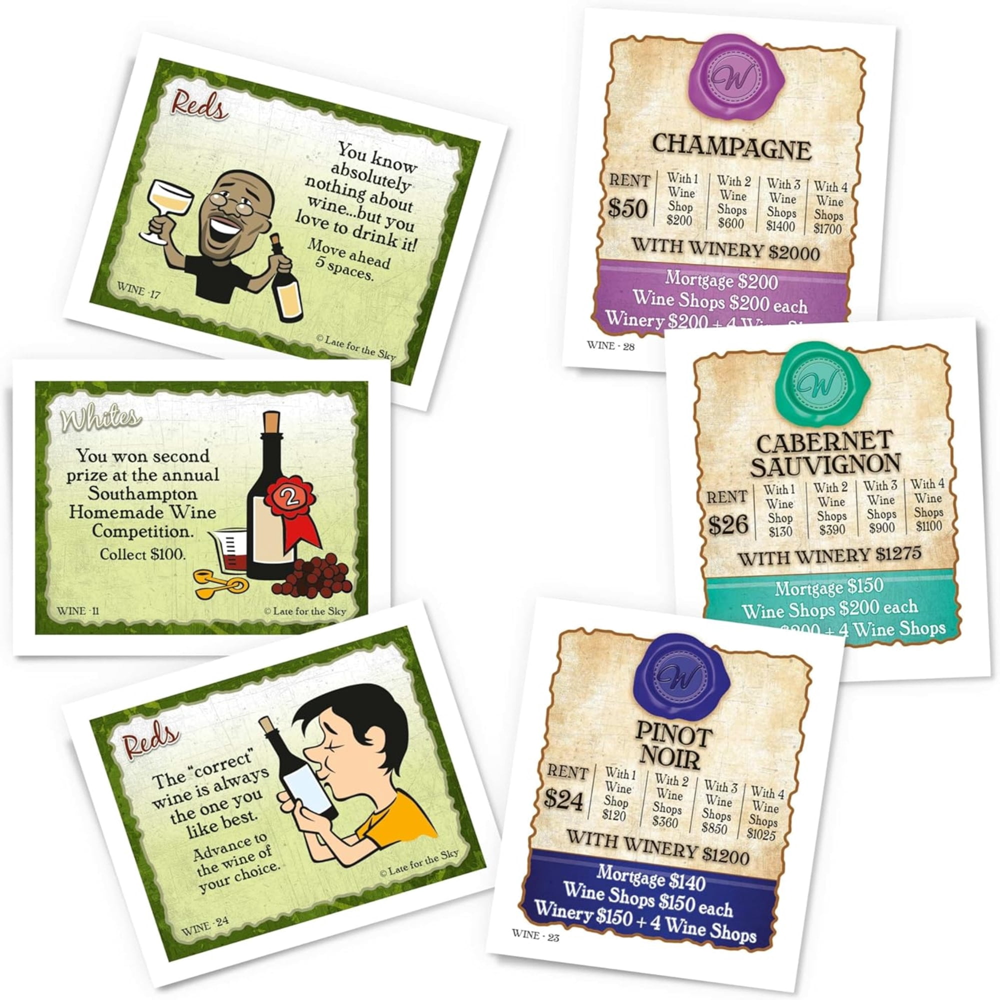 Late for the Sky Wine-Opoly Board Game, Adults 18 and up