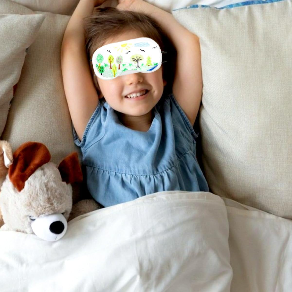 Yoqb 30 PCS Sleep Eye Mask Sleepover Party Supplies, 20 PCS White Sleep Mask with 10 PCS Fabric Marker Pens Shade Blindfold Eye Covering for Sleeping Travel Team Game Party SupplyA108