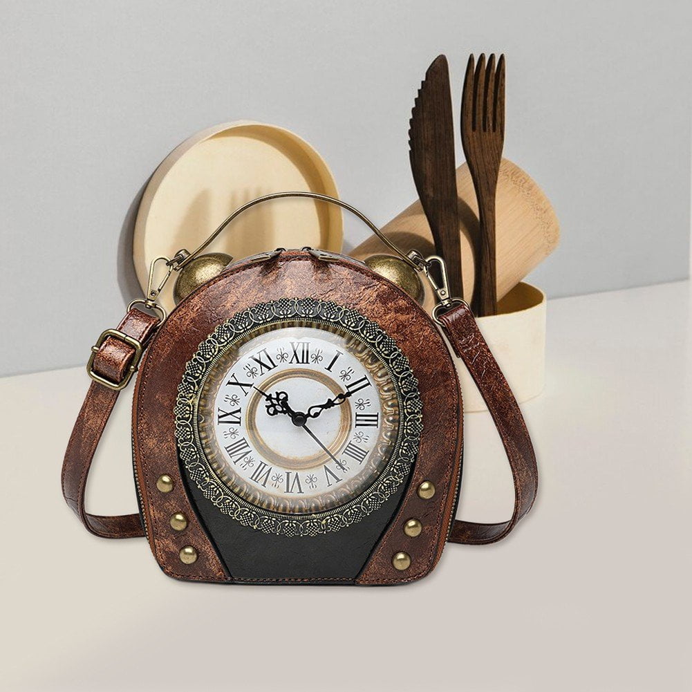 Jiibva Small Crossbody Purse and Handbags for Women Cute Shoulder Bag Unique Steampunk Metal Clock Costume