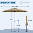 thumbnail image 2 of Parasol de Marché de 9 Pi avec Manivelle et Inclinaison, UPF 50 Plus Imperméable pour Terrasse Extérieure, Pare-Soleil avec 8 Baleines Renforcées, Parasol avec Protection UV pour Jardin, Terrasse, Piscine, Balcon, Rouge Bleu Ciel Jaune Marine Kaki Blanc, 2 of 7