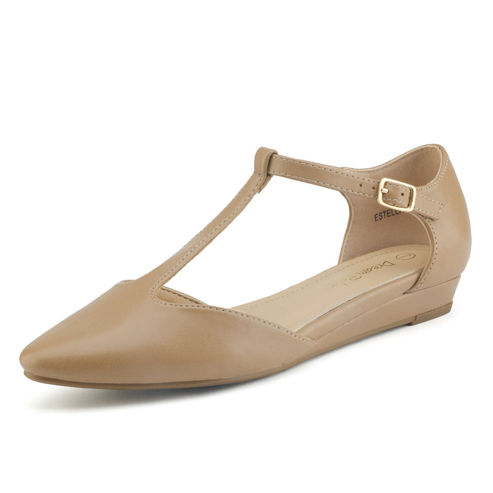 Dream Pairs DREAM PAIRS Women's Estella Nude Pu Ballet Flats Shoes