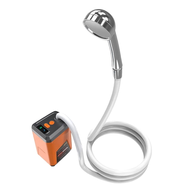 Ducha eléctrica para exteriores, ducha portátil, ducha de mano, ducha de campamento, ducha de Camping para viajes, baño, jardinería, lavado de coches Naranja