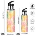 thumbnail image 2 of Pinkish Green Yellow Tie Dye Sports Bottle with Straw Stainless Steel Water Jug Portable Thermal Cup Leak-proof 600ML, 2 of 9