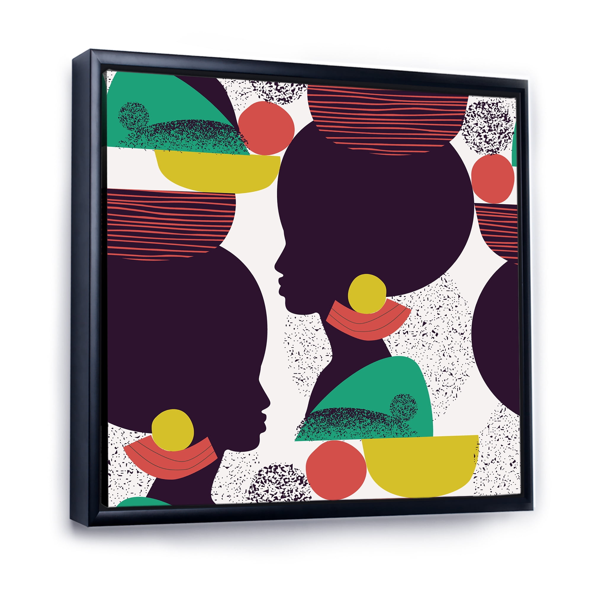 Designart 'Ethnic Geometric Silhouette of African American III' Modern Framed Canvas Wall Art Print
