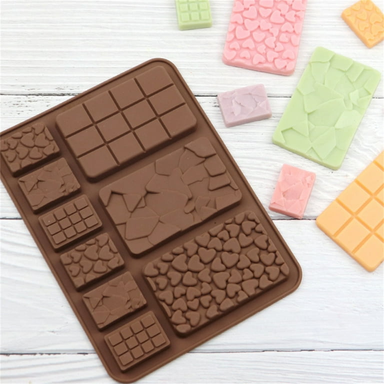 12 Even Mini Chocolate Fondant Molds Slab Silicone Mold Candy Bar Mould DIY  Cake Decoration Tools Kitchen Baking Accessories