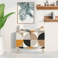 thumbnail image 2 of PixonSign Sideboard Buffet Cabinet, Kitchen Storage Cabinet with 2 Doors, Mid-Century Geometric Circle Patterns, Cupboard Console Table for Dining Room - 35" L x 18" W x 29" H, 2 of 5