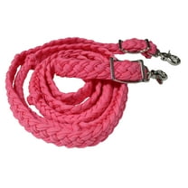 Roping Knotted Tack Western Barrel Horse Reins Nylon Braided Pink 60724