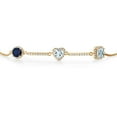 thumbnail image 2 of Gem Stone King 1.52 Ct Blue Sapphire Sky Blue Aquamarine 18K Yellow Gold Plated Silver Bracelet for Women, 2 of 4