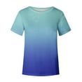 thumbnail image 4 of OGLCCG Womens Short Sleeve T Shirts Casual Tunic Tops Gradient Crewneck Summer Loose Fitting Tee Shirts, 4 of 5