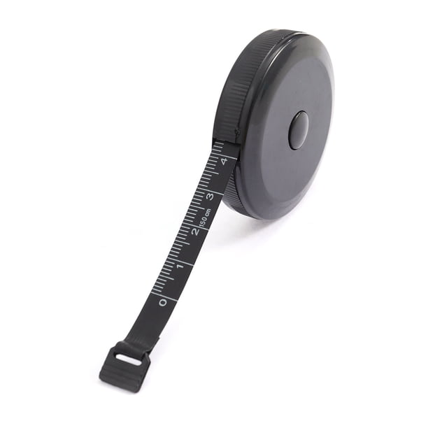 Cinta métrica del cuerpo Cinta de medición retráctil Cinta de tela suave de 60 pulgadas / 150 cm para el seguimiento de la pérdida de peso (Negro)