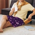 thumbnail image 2 of Daiia Purple Snow Flakes Mens Woven Stretch Pajama Short,Short Pajama Pants-Medium, 2 of 7