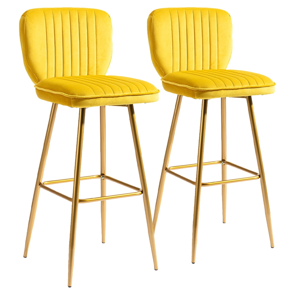 Counter Height Bar Stools Set of 2, WEPSEN 2 Piece Velvet Upholstered