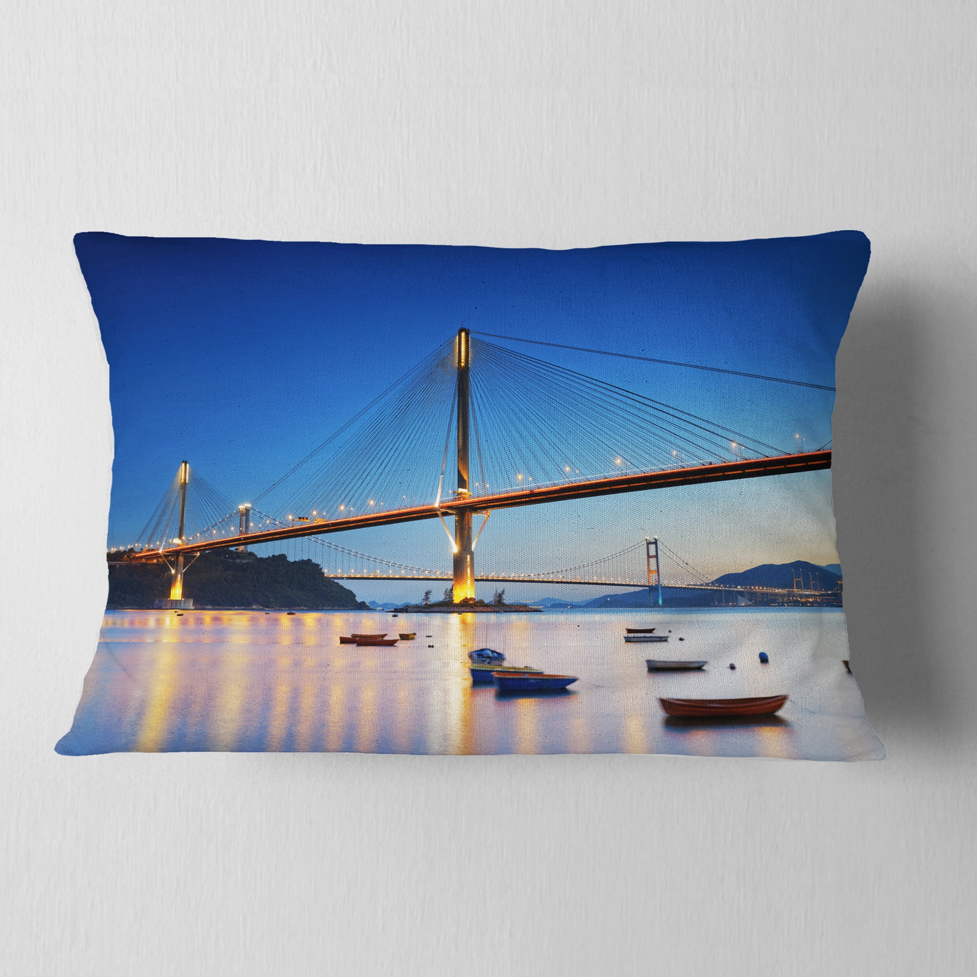 Designart 12" x 20" Pier & Bridge Polyester Throw Pillow