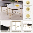 thumbnail image 6 of Harper & Bright Designs Round Nesting Coffee Table Set of 2, Golden Metal Center Table with Storage Drawers and Sintered Stone Top for Living Room, White & Black, 23.6'' & 17.7'', 6 of 15