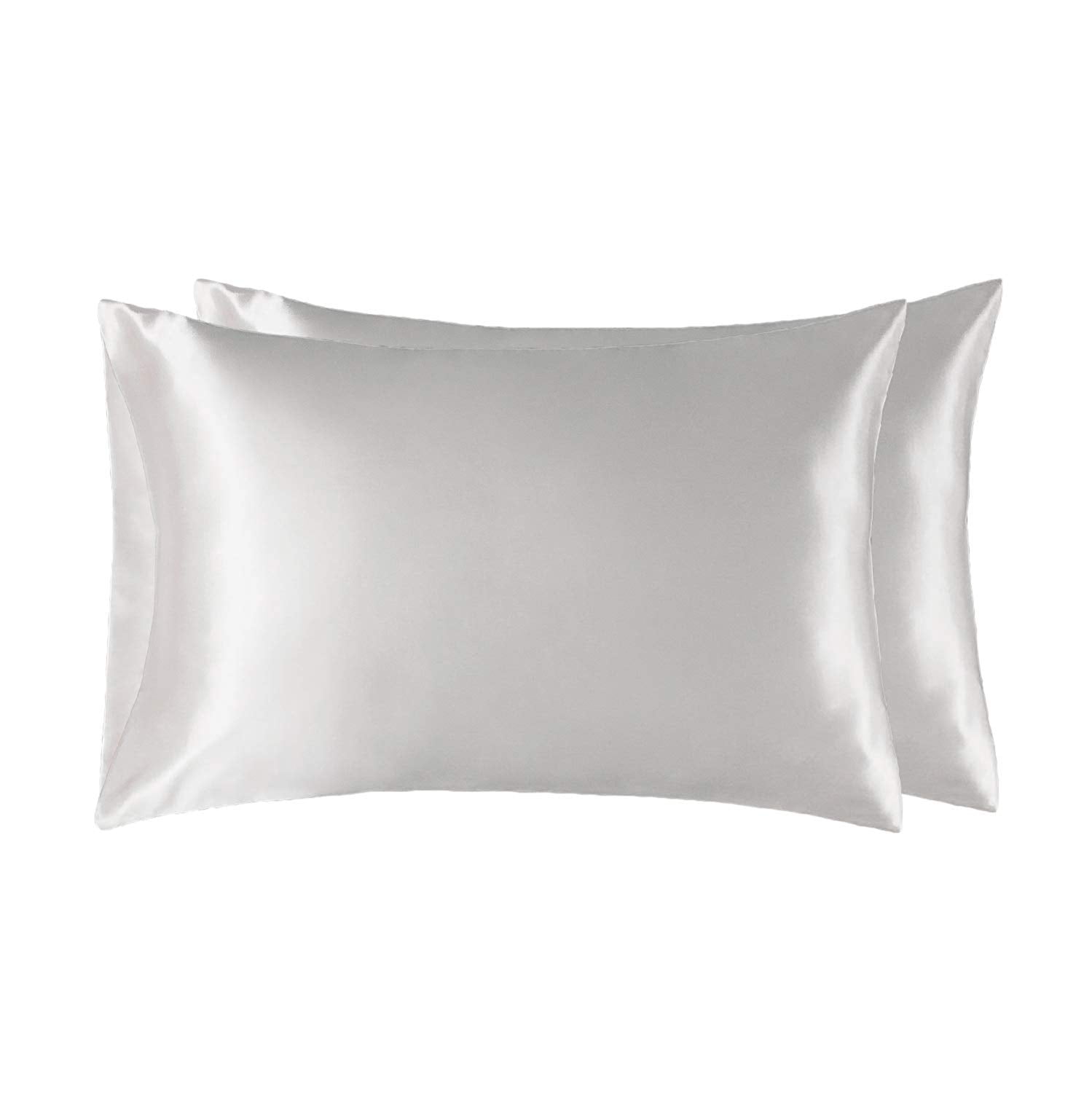 Bedsure 2 Piece Satin Pillowcases Standard Size for Hair and Skin White