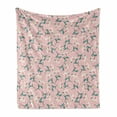 thumbnail image 1 of Romantic Soft Flannel Fleece Blanket, Madonna Lily Blossoms Lilium Bouquets Pastel Winter Branches Pattern, Cozy Plush for Indoor and Outdoor Use, 70" x 90", Teal Pale Pink and Green, by Ambesonne, 1 of 6