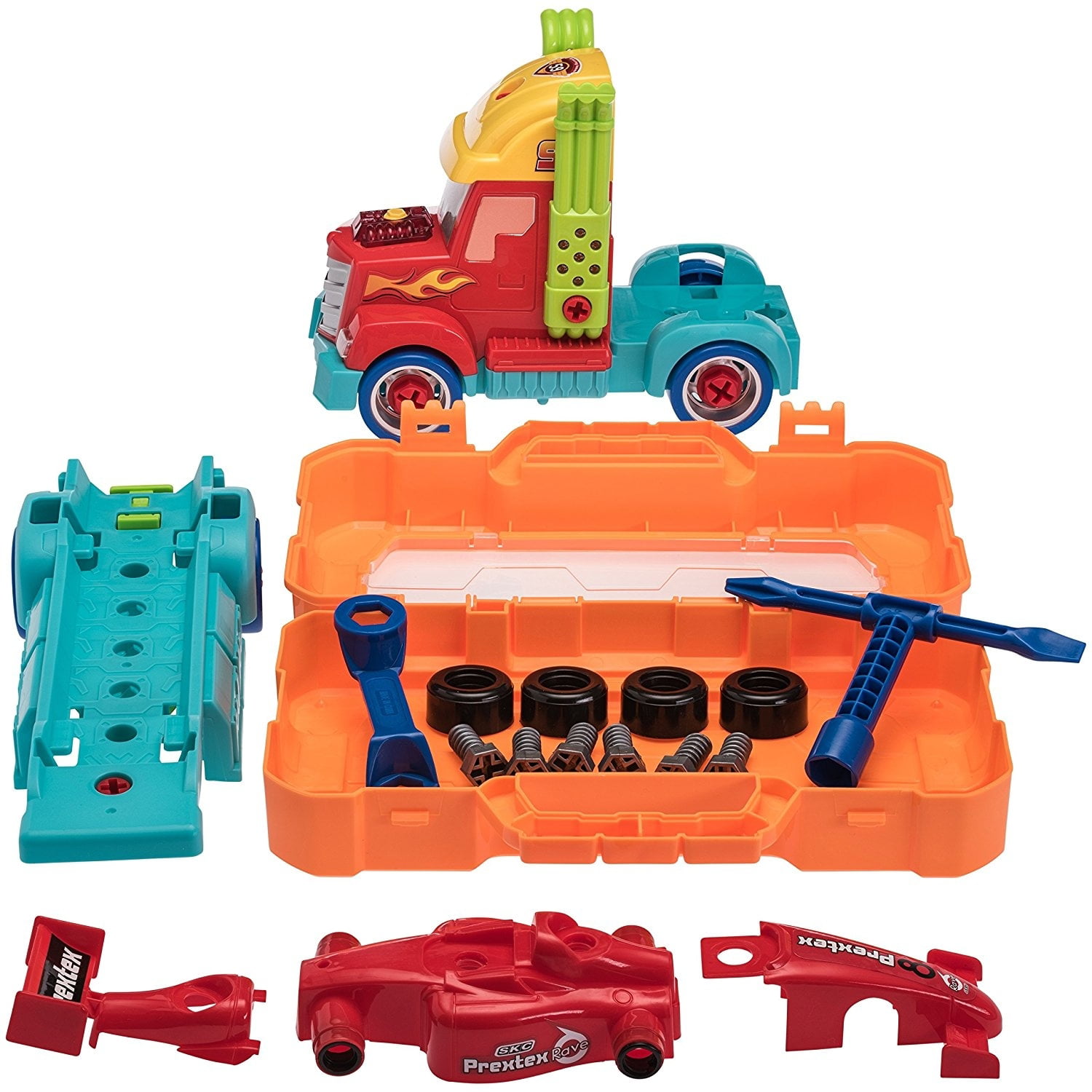 PowerTRC Kids Take-A Part Carrier Tool Box with Racing Car and Lights & Sounds Do it Youself 