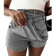 thumbnail image 2 of Women Jean Denim Skort Sexy- High Waisted Asymmetrical Short Mini Short Grey XL, 2 of 7