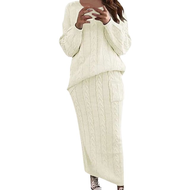 JHLZHS Robes de Bal Ensemble de Chandail en Tricot Torsadé pour Femmes en Tissu Papillon Chaud et Confortable pour Automne et Hiver Robe d'Invité de Mariage Commode Noire