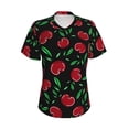 thumbnail image 2 of Uemuo Cherry Printed Women's Classic V-Neck T-Shirt - Soft, Breathable, Moisture-Wicking, Perfect for Casual, Office, Travel, and Everyday Wear-Small, 2 of 5