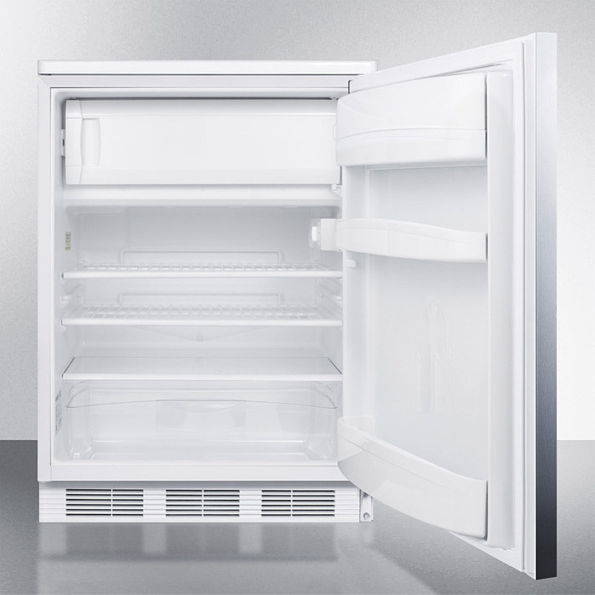 Summit Appliance CT66LWBISSHH 33.5 x 23.63 x 23.5 in. Built-In Undercounter Refrigerator-Freezer, White Cabinet