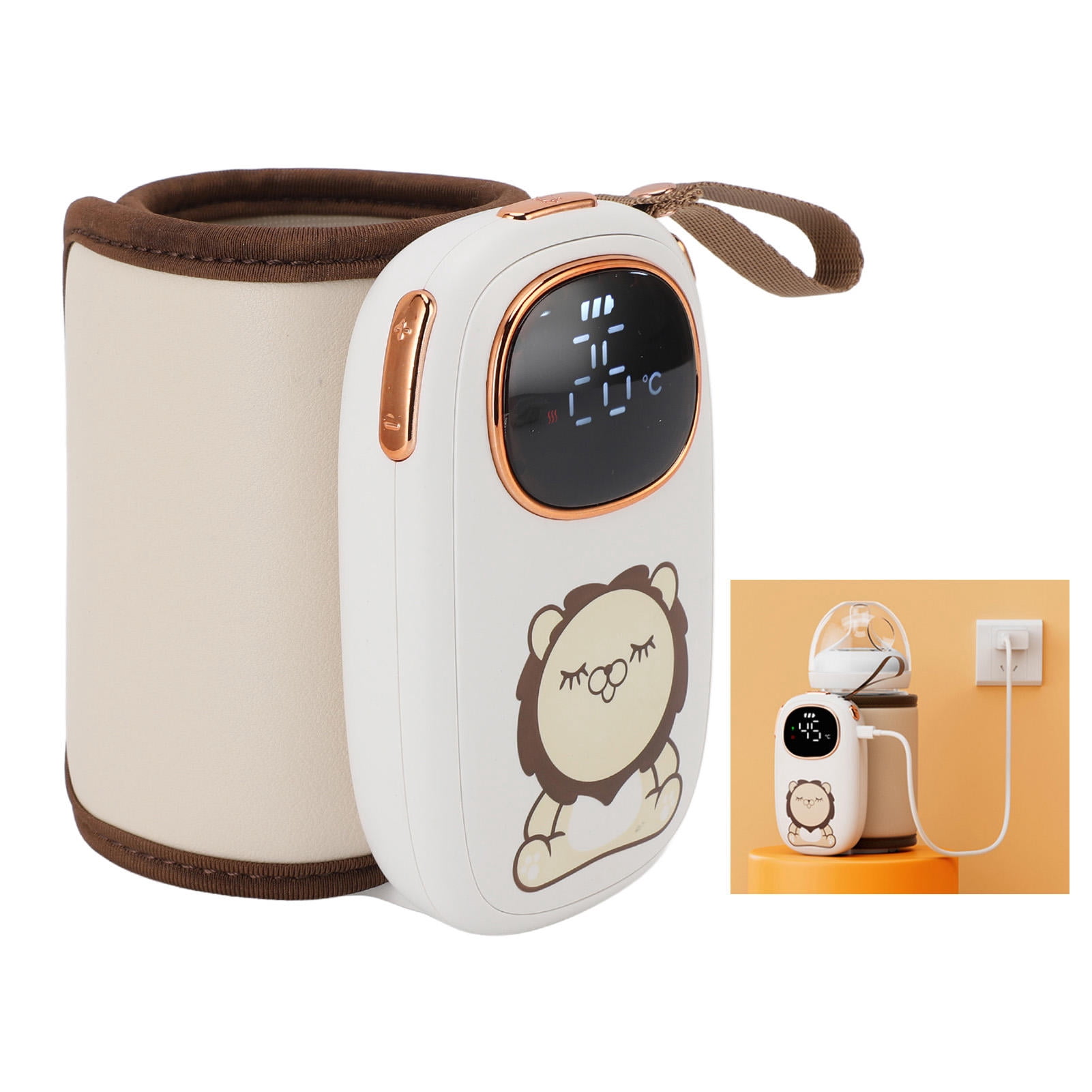 Yajisi Portable Baby Bottle Warmer Sleeve, 8000mAh USB Rechargeable Constant Temperature Heating Wrap for Travel, 5.5x4.7x3.5in