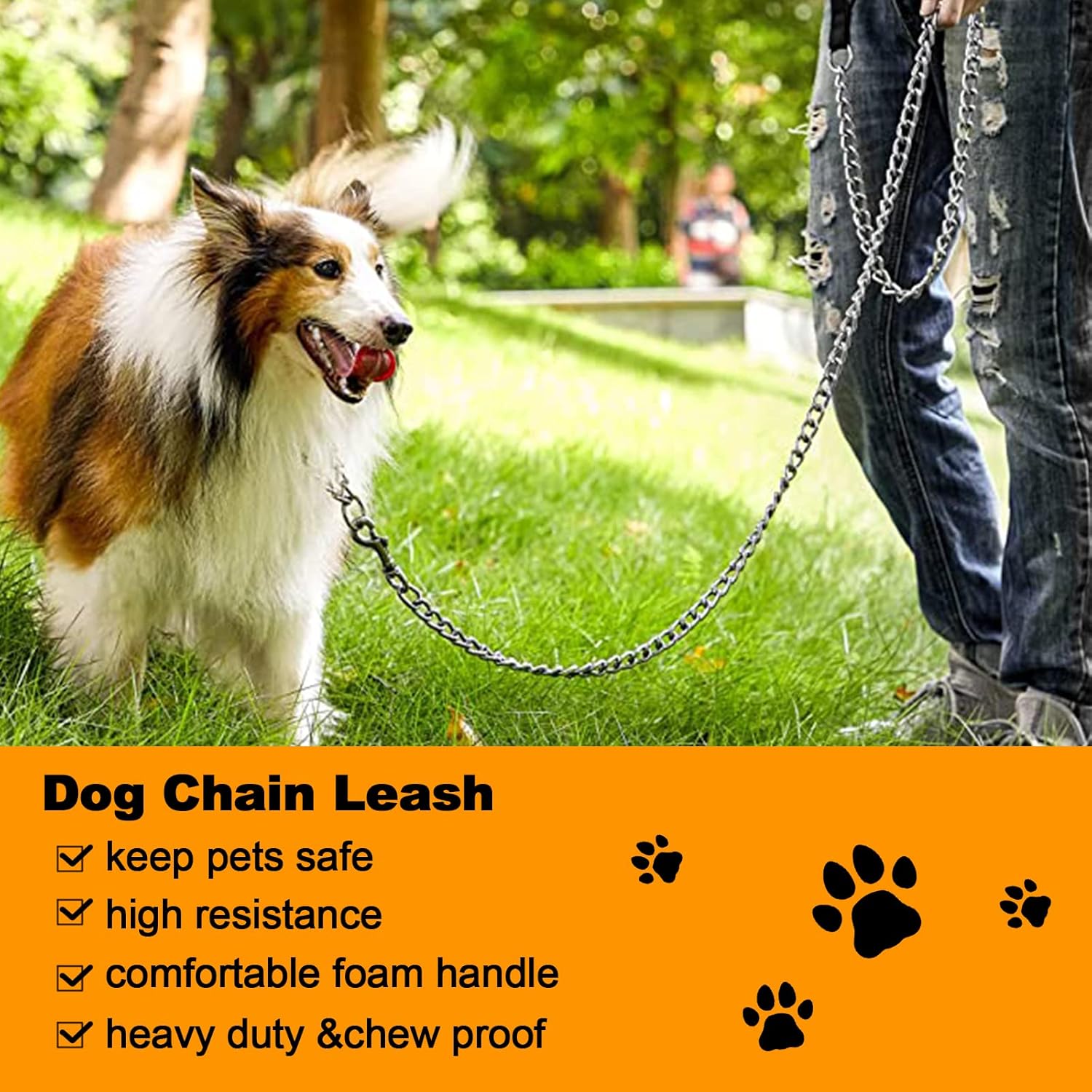 Heavy Duty Metal Dog Leash, 6 Feet, Chrome Plated photo 5