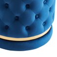 thumbnail image 2 of Ottomane ronde velours pivotant à 360°, bleu/or, 2 of 3