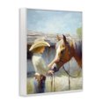 thumbnail image 2 of Stupell Industries Rustic Lodge Girl Caring For Horse White Framed Giclee Art, 16 x 20, by Ramona Murdock, 2 of 7