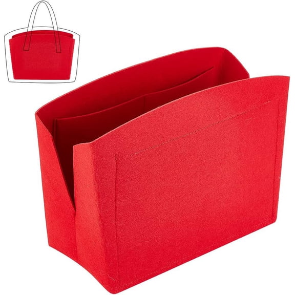 1pc Purse Organizer Insert Large Bag Organizer with Alloy Zipper Red Felt Handbags Base Shaper Shell-Shaped Tote Organizer Tote Liner Pouch