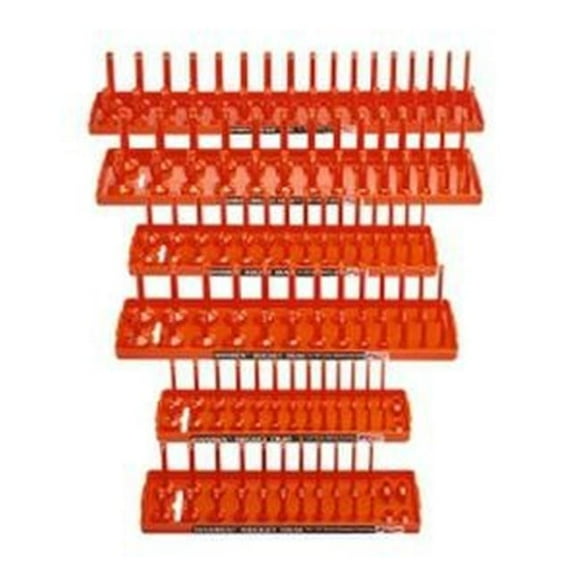Hansen Global HR3806 0.38 in. Drive Metric Regular & Deep Socket Holder, Orange