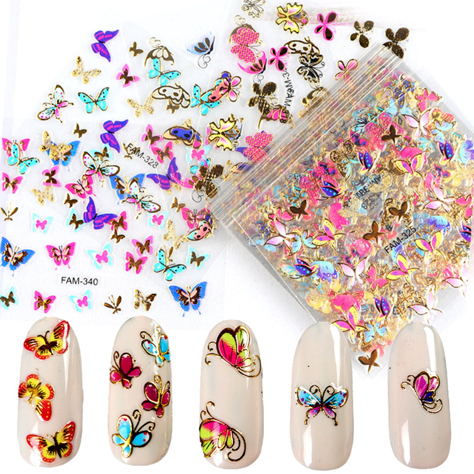 Grofry 30Pcs/Set Nail Stamping Decals Easy to Stick Back Glue 3D Colorful  Butterfly Design Nail Foil Sticker for Manicure - Walmart.com