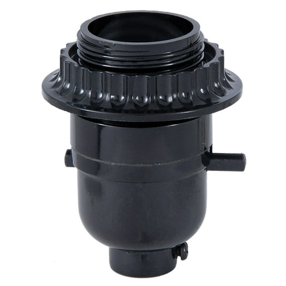 B&P Lamp® Push-Thru Style Black Plastic Phenolic Socket With Medium Base And Threaded Shell With Ring