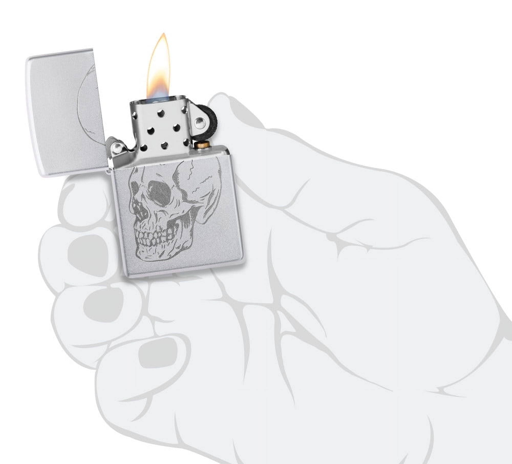 Zippo Pocket Lighter Subtle Skull Design Satin Chrome